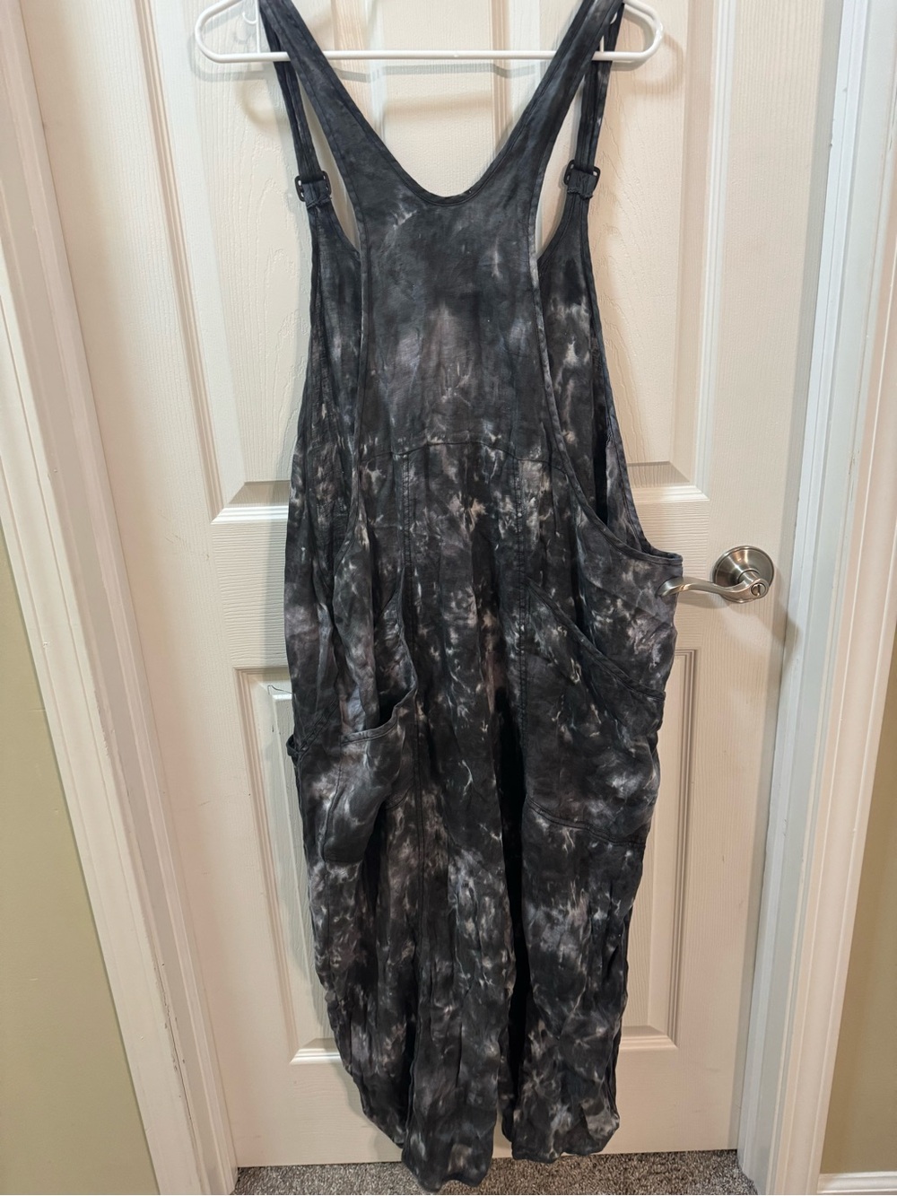 Cynthia Ashby Womens Emen Overall 100% Linen Thunder Tie Dye Size XL - Picture 5 of 16